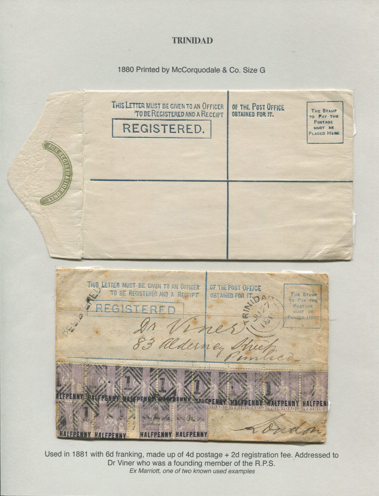 Trinidad Postal Stationery Registered Envelopes ABPS