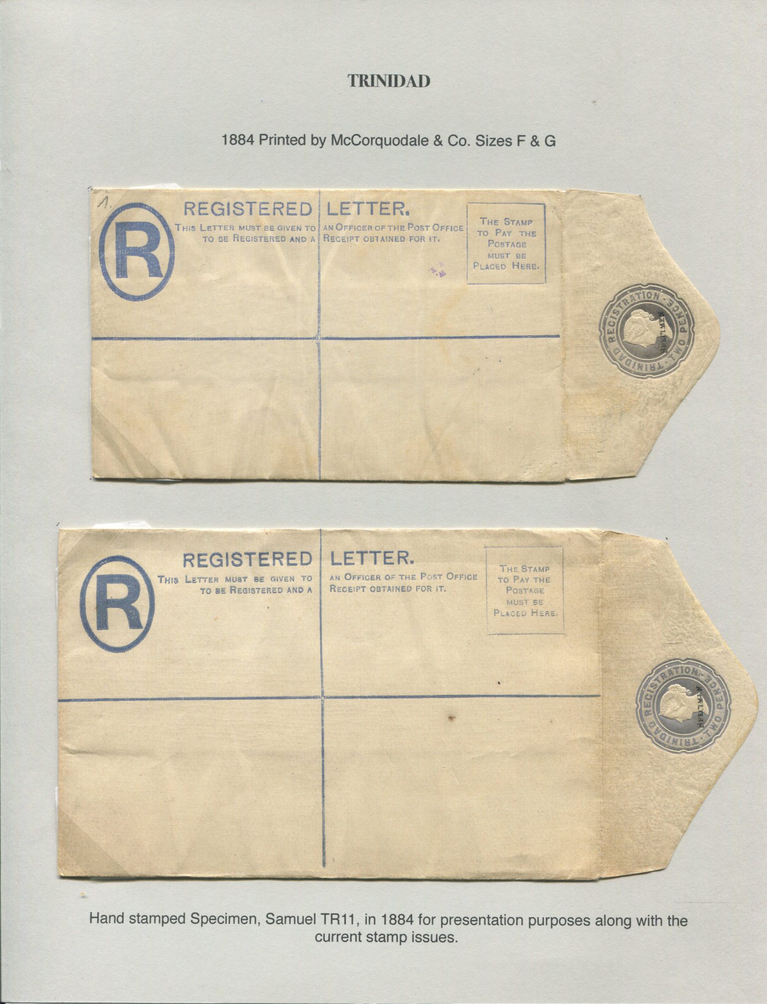 Trinidad Postal Stationery Registered Envelopes ABPS