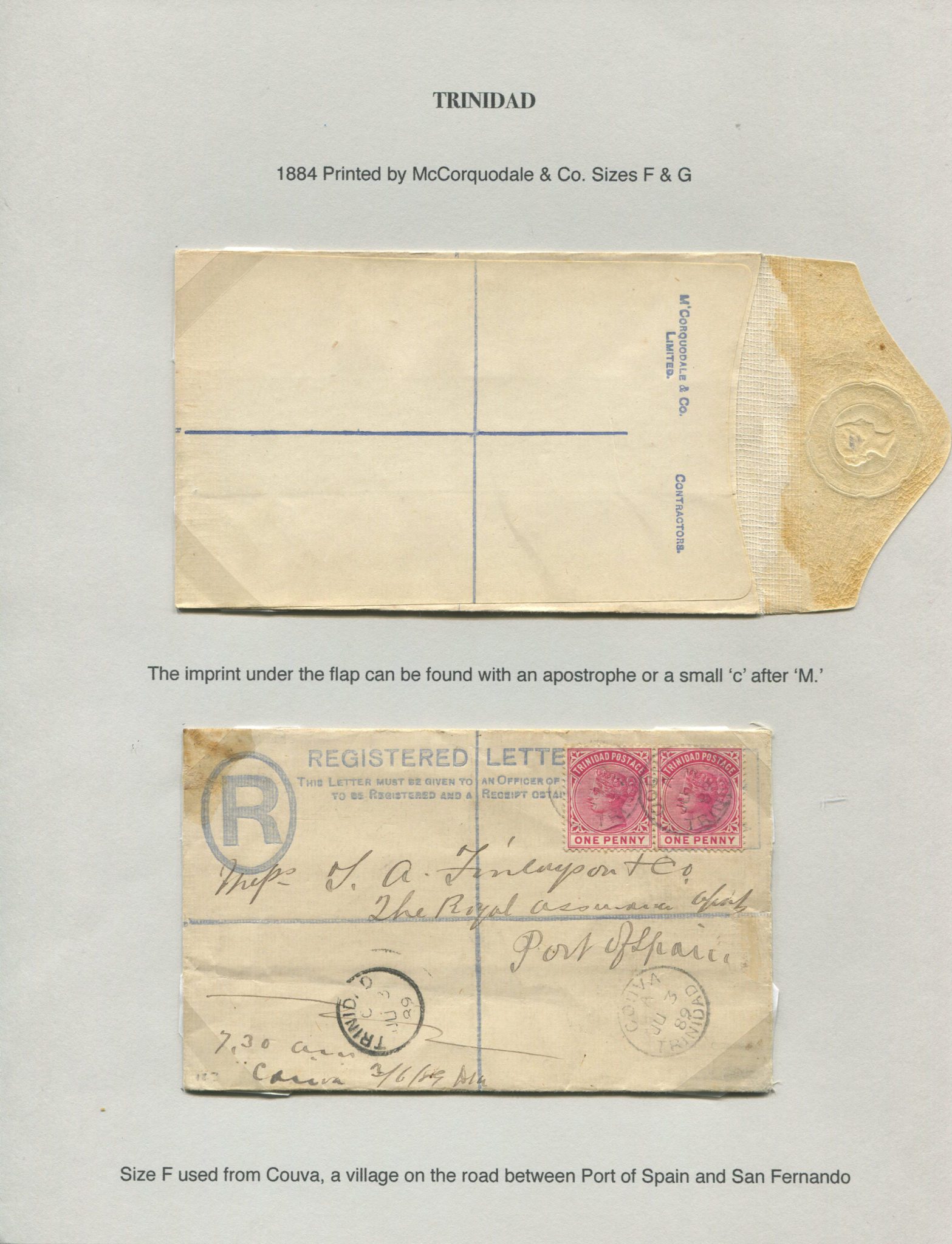 Trinidad Postal Stationery Registered Envelopes ABPS
